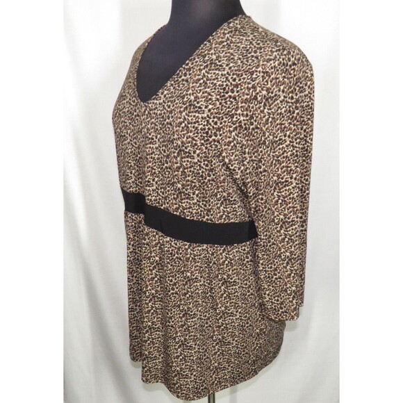 Sag Harbor Leopard Print V Neck Tunic Top Plus Size 1X - Picture 3 of 7